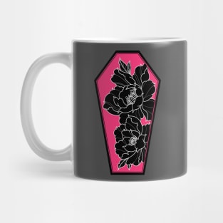 Coffin Peonies Black and Pink Mug